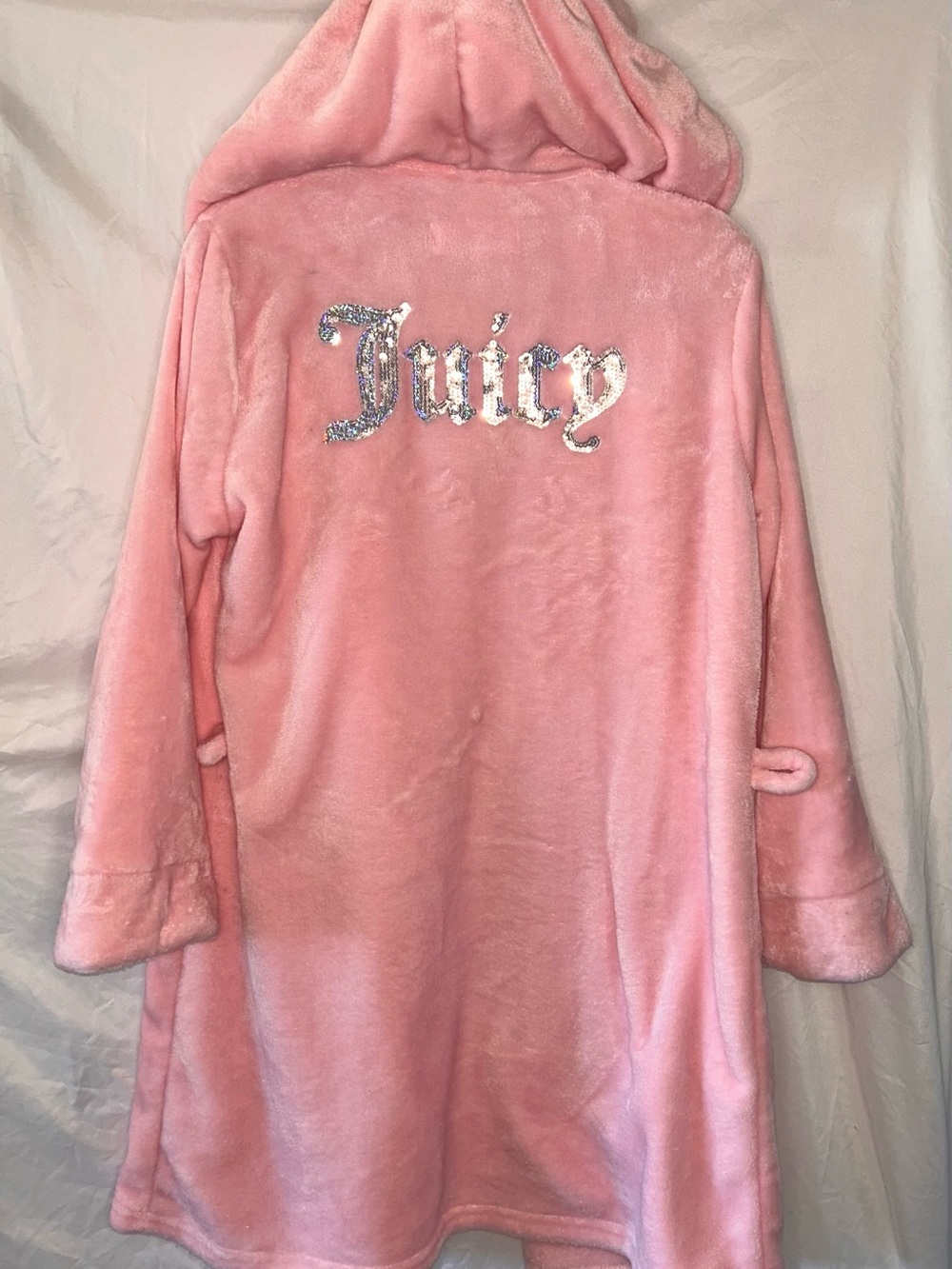 Juicy Couture Pink Plush Hooded Robe